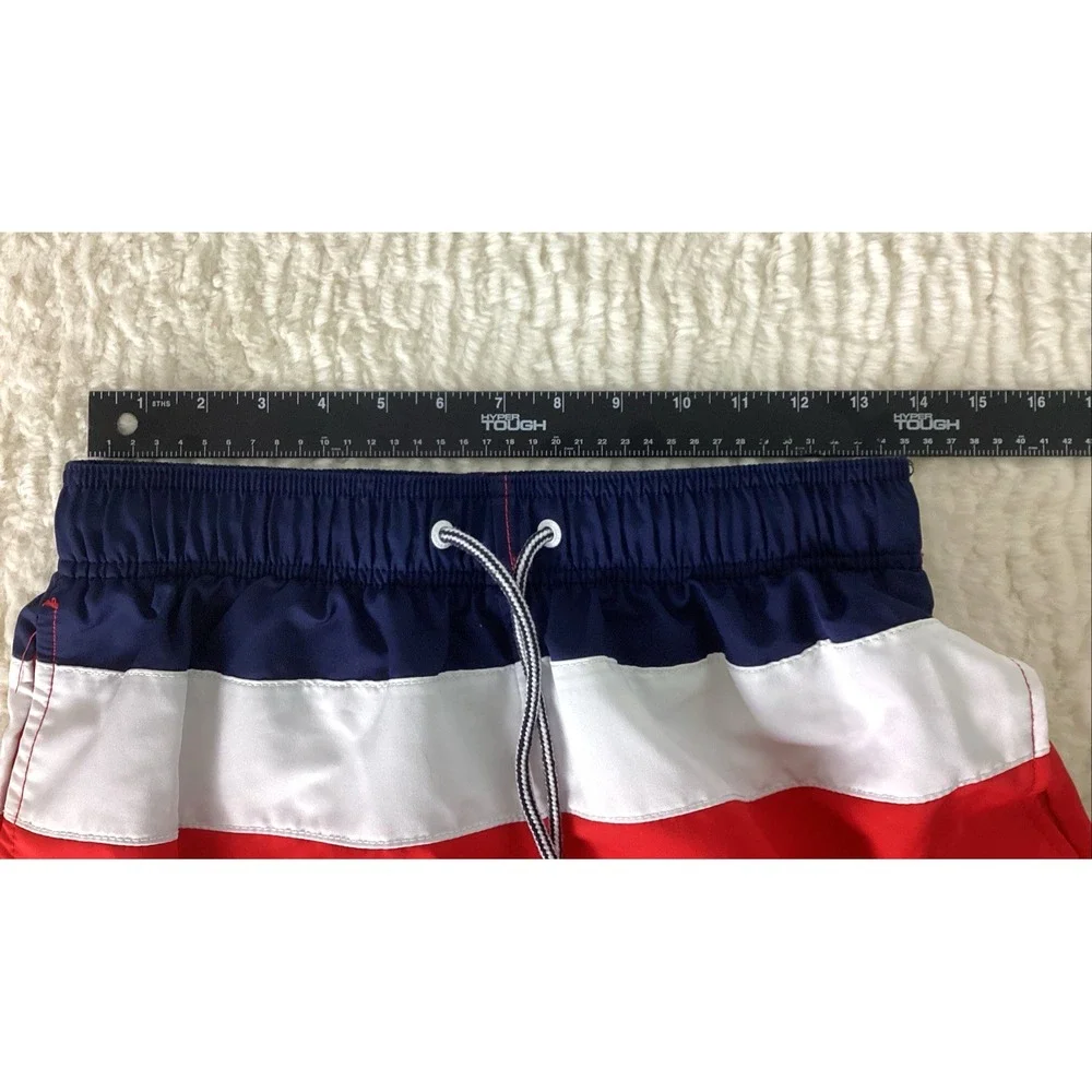 Speedo Swim Shorts Colorblock Red White Navy Men's S Elastic Waist Mesh Lining